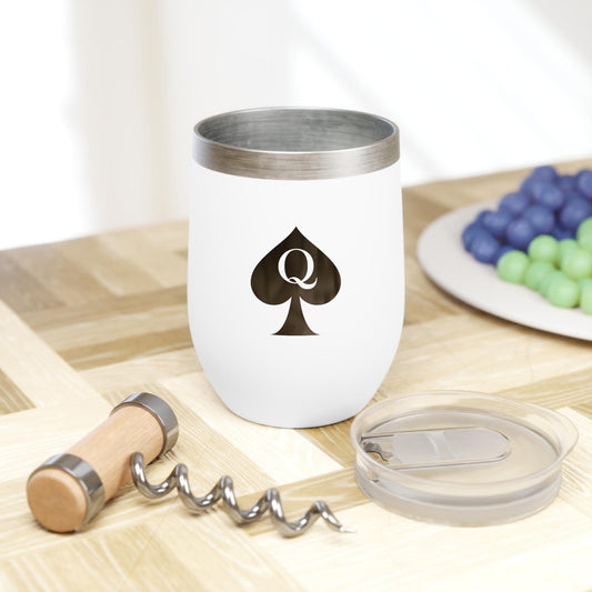 Queen of Spades Wine Tumbler 12oz QOS Hotwife Lifestyle Cup Cuck Bull Symbol Stainless Steel Insulated Drinkware Swinger Gift Stemless