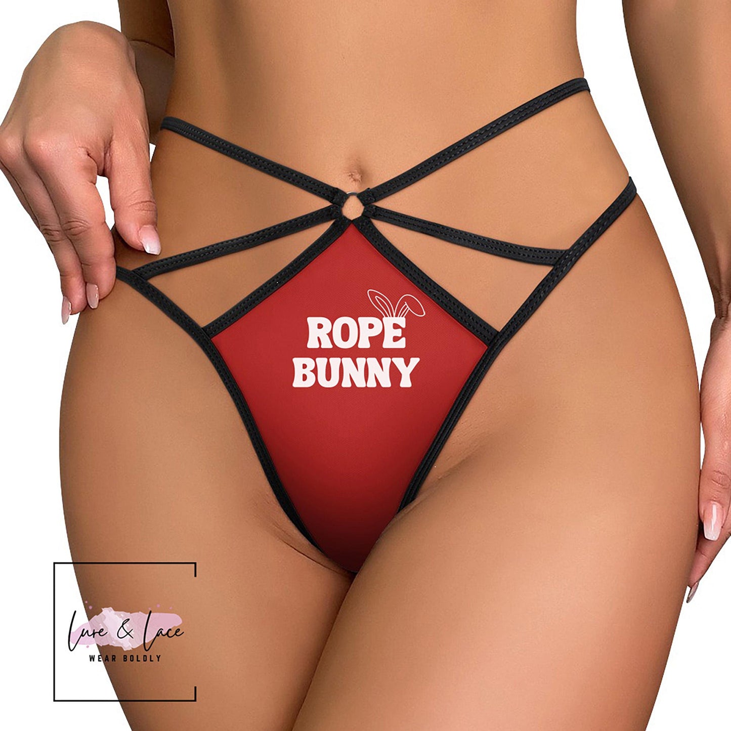 Rope Bunny Sexy Strappy Thong Shibari G-String, BDSM Roleplaying Naughty Lingerie Panties, Date Night Underwear