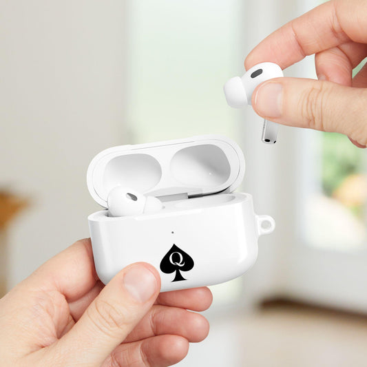 Queen of Spades AirPods Case | Hotwife QOS Symbol Cover with Carabiner, Cuckold Lifestyle, Swinger Kinky BBC Slut Gift Idea for Her