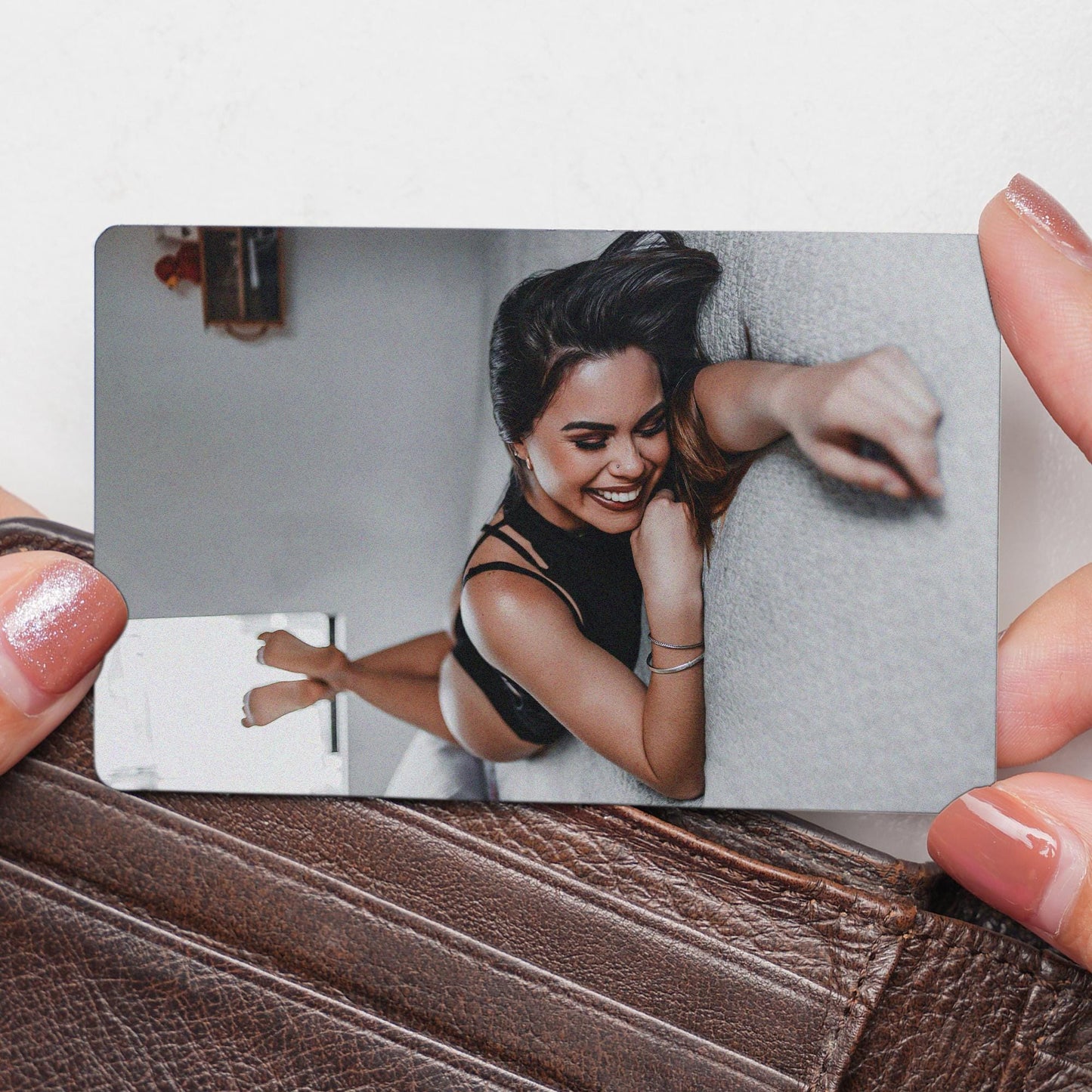 Custom Boudoir Metal Wallet Card Photo, Metal Photo Insert Gift for Him Husband Anniversary & Valentines day