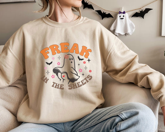 Cute Freak in the sheets Halloween Sweatshirt, Sexy Sweater Funny Spooky Ghosts
