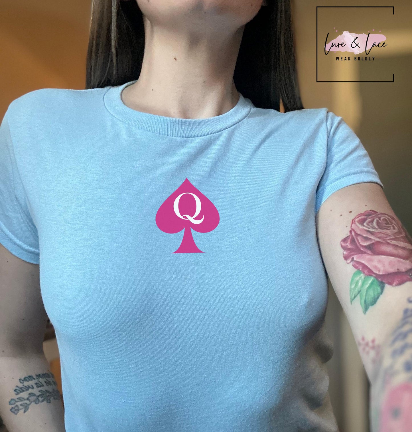 QOS Tshirt Sexy Y2K Cute baby Tee, hotwife lifestyle Queen of Spades aesthetic Gift idea for her, Naughty funny couple shirt, cuck bull date