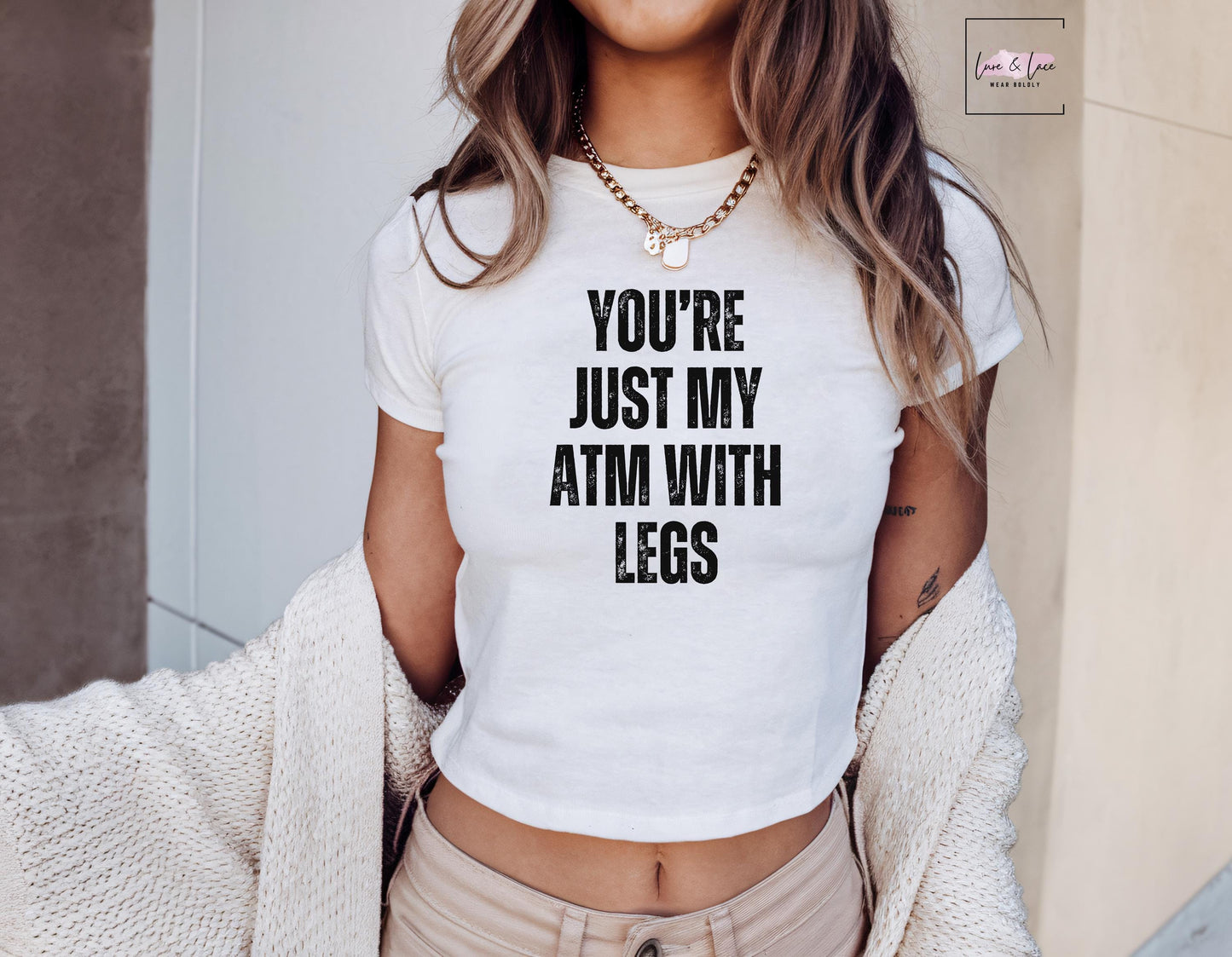 You're Just My ATM With Legs Y2K Sexy Cute Baby Tee Crop Top, Findom Femme Doomme