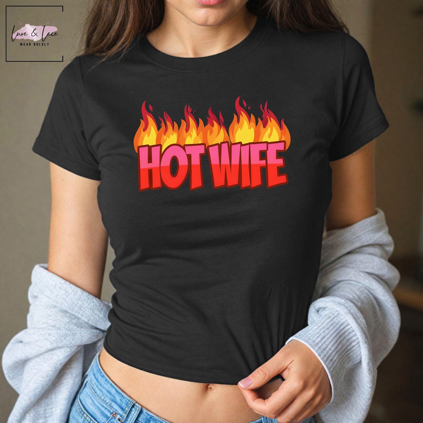 Hotwife Fire Tshirt Sexy Y2K Cute baby Tee, Queen of Spades aesthetic Gift idea for her, Naughty funny shirt, bull, cuck swinger clotting