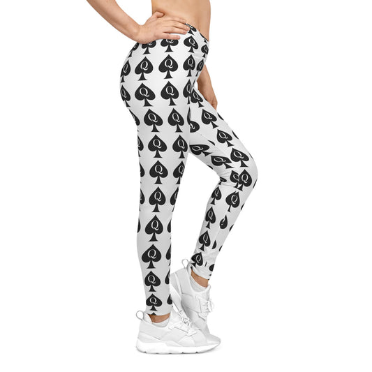 Queen of Spades Leggings, Hotwife Symbol All-Over Print | QOS Cuckold Lifestyle Apparel, Sexy BDSM Loungewear, Stretchy Leggings for Her