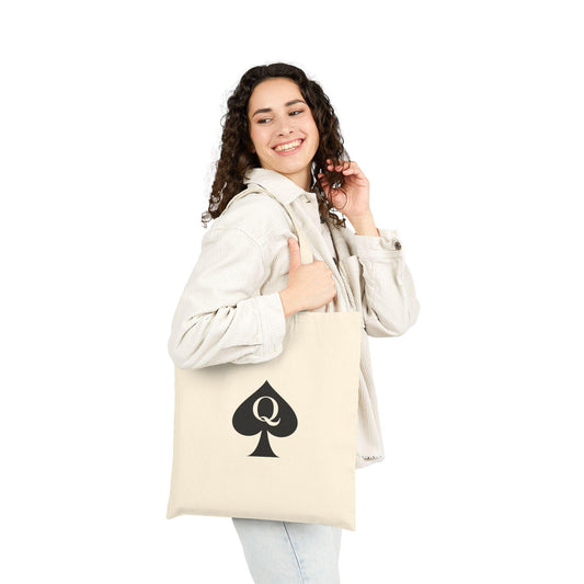 Queen of Spades Cotton Tote Bag | QOS Hotwife Lifestyle Gift, Kinky Black Canvas Bag, BBC Swinger Pineapple Shopping Tote cuckold fantasy
