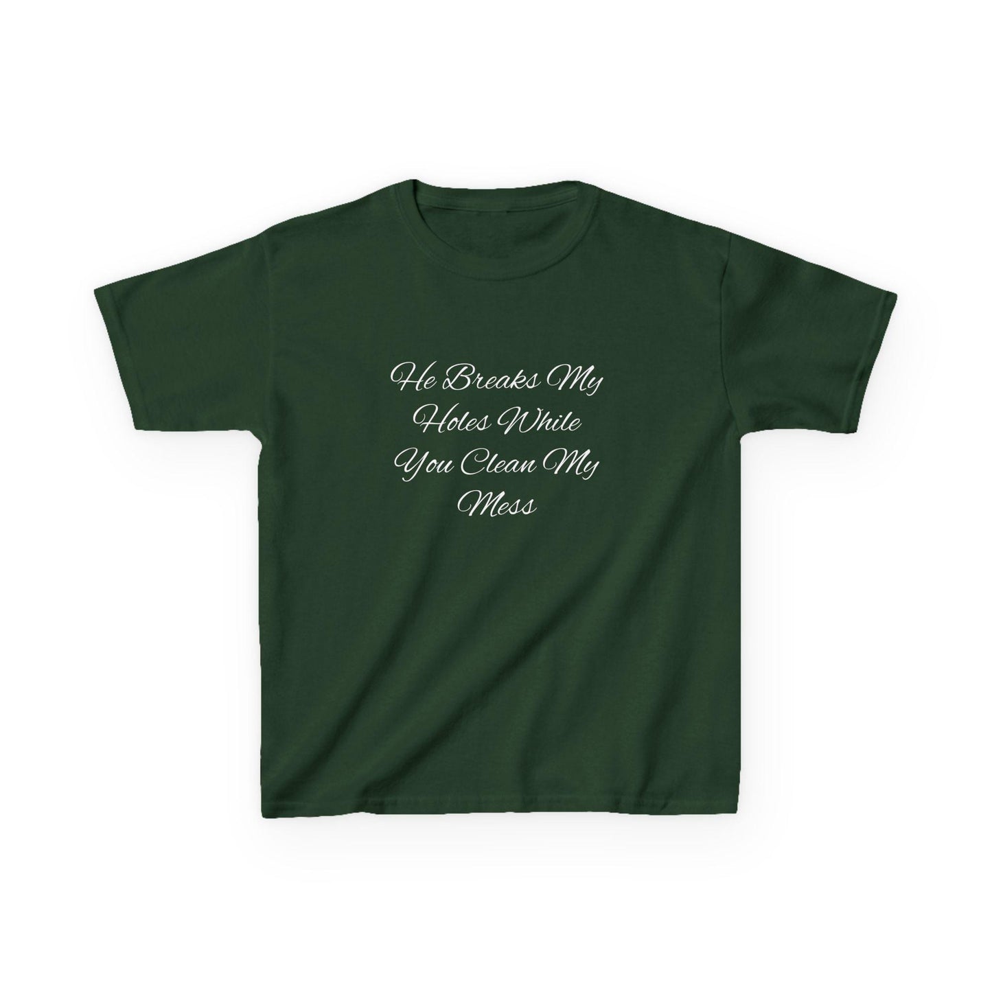 He Breaks My Holes While You Clean My Mess Y2K Sexy Cute Baby Tee Crop Top, Naughty Apparel Queen of Spades Swinger