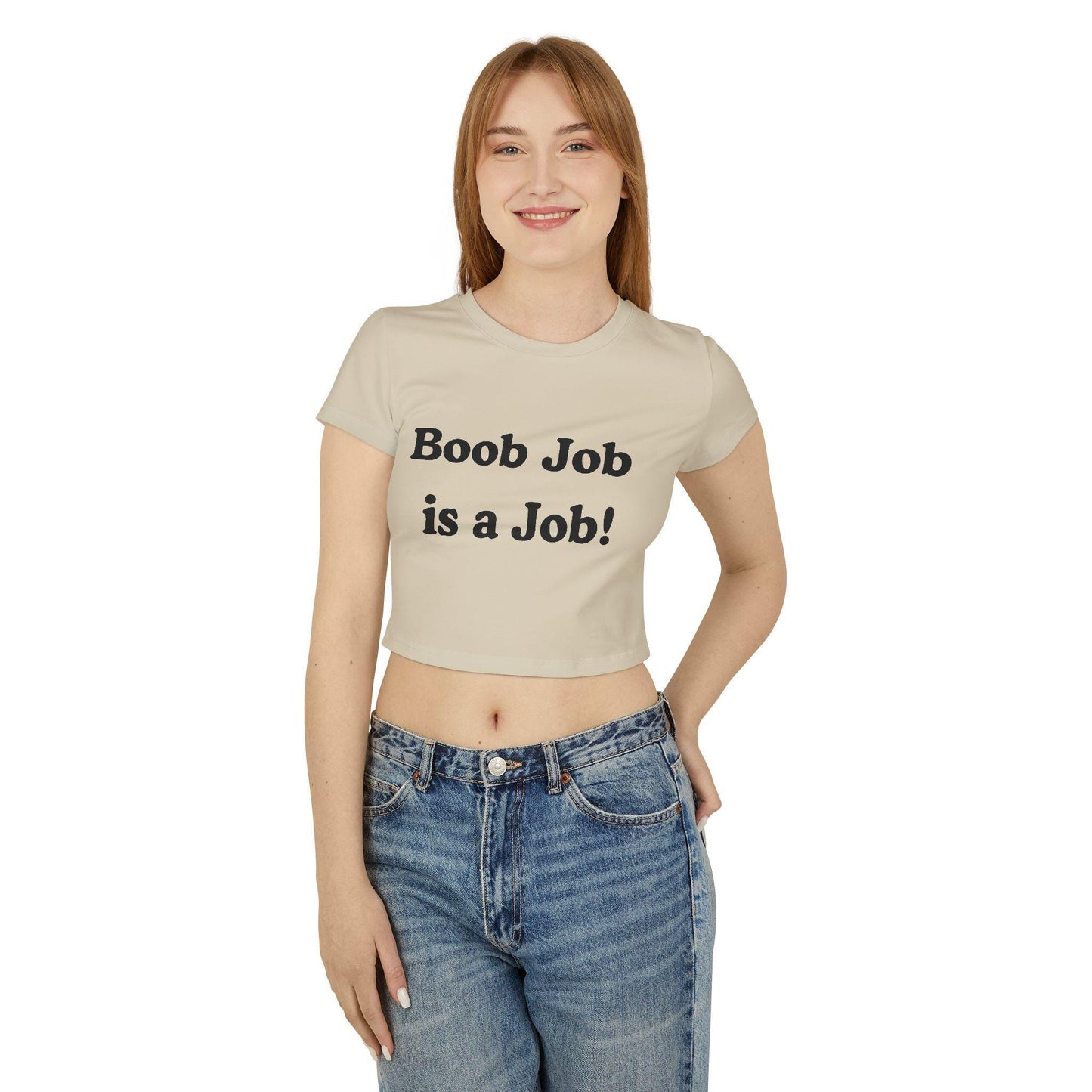 Boob Job Is a Job Baby Tee | Dirty Slutty Crop Top for Her, Funny NSFW Y2K Shirt, Bimbo Slutcore Tee, Kinky Tits Out T-Shirt, Gift for her