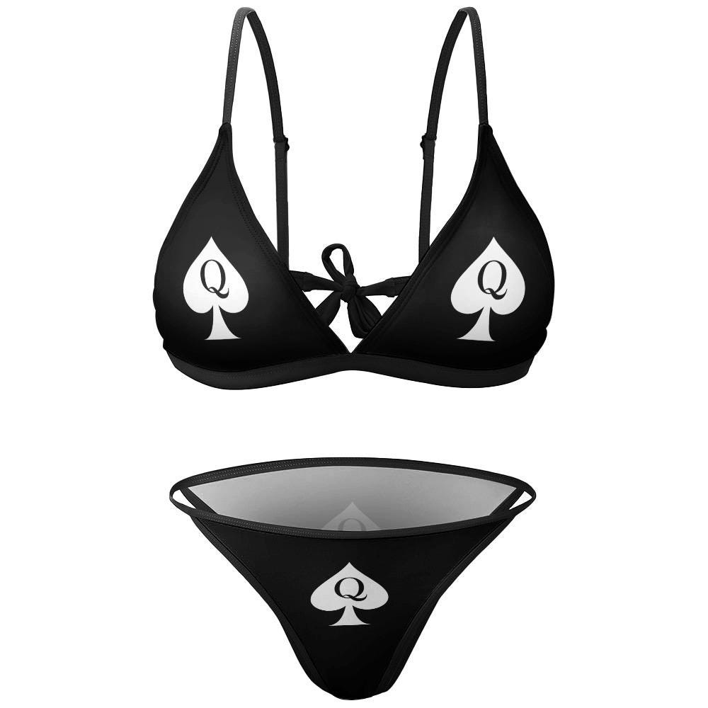 QOS Hotwife Bikini, Queen of Spades Sexy Two Piece Bikini Swimsuit, for swinger party, cuck bull gift idea for wife, Hotwife lifestyle