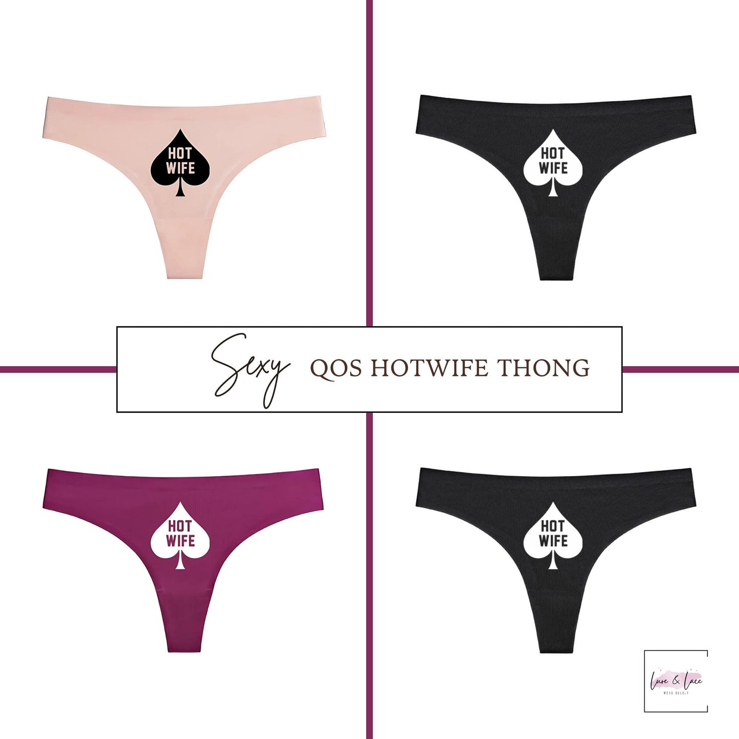 Queen of Spade Thong| Hotwife QoS panty G String| BBC only sexy underwear for sex| Roleplay and Interracial Swinger Lifestyle Clothing