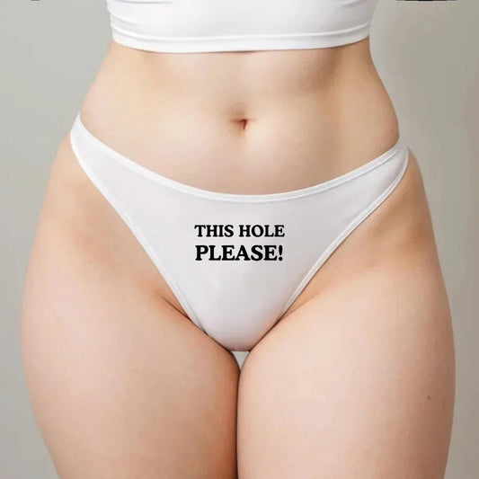 This Hole Please Thong | Hotwife lifestyle QoS Panties, Sexy Date Gift Idea for Wife Girlfriend, Queen of Spades, Surprise Him Underwear