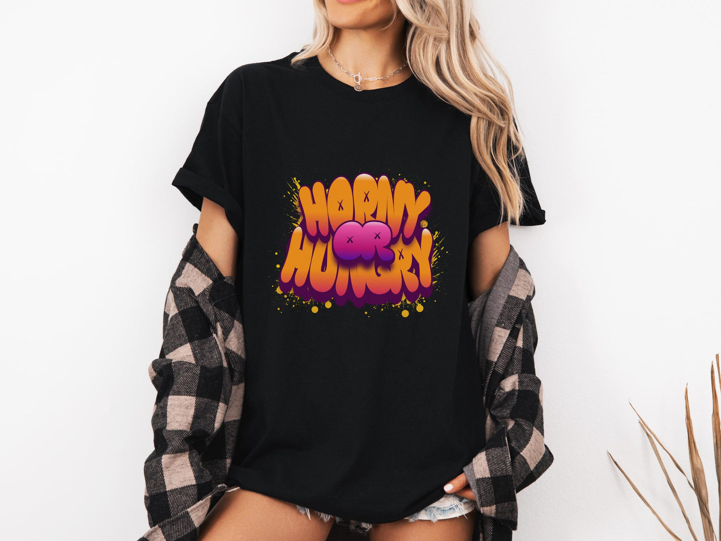 Horny or hungry Sexy T shirt, gag gift for girlfriend, Wife, hotwife, Bold & Playful Graphic, gag gift for her, couple intimate gift