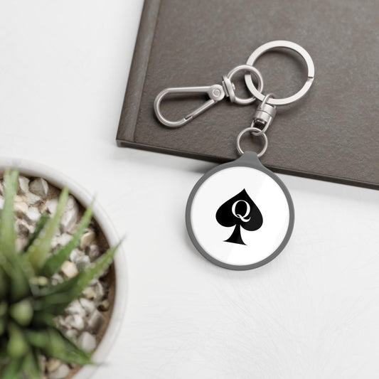 Queen of Spades Round Keychain | QOS Key Tag Gift for Her, Hotwife Lifestyle BBC Cuckold Symbol, Swinger Kink Accessory