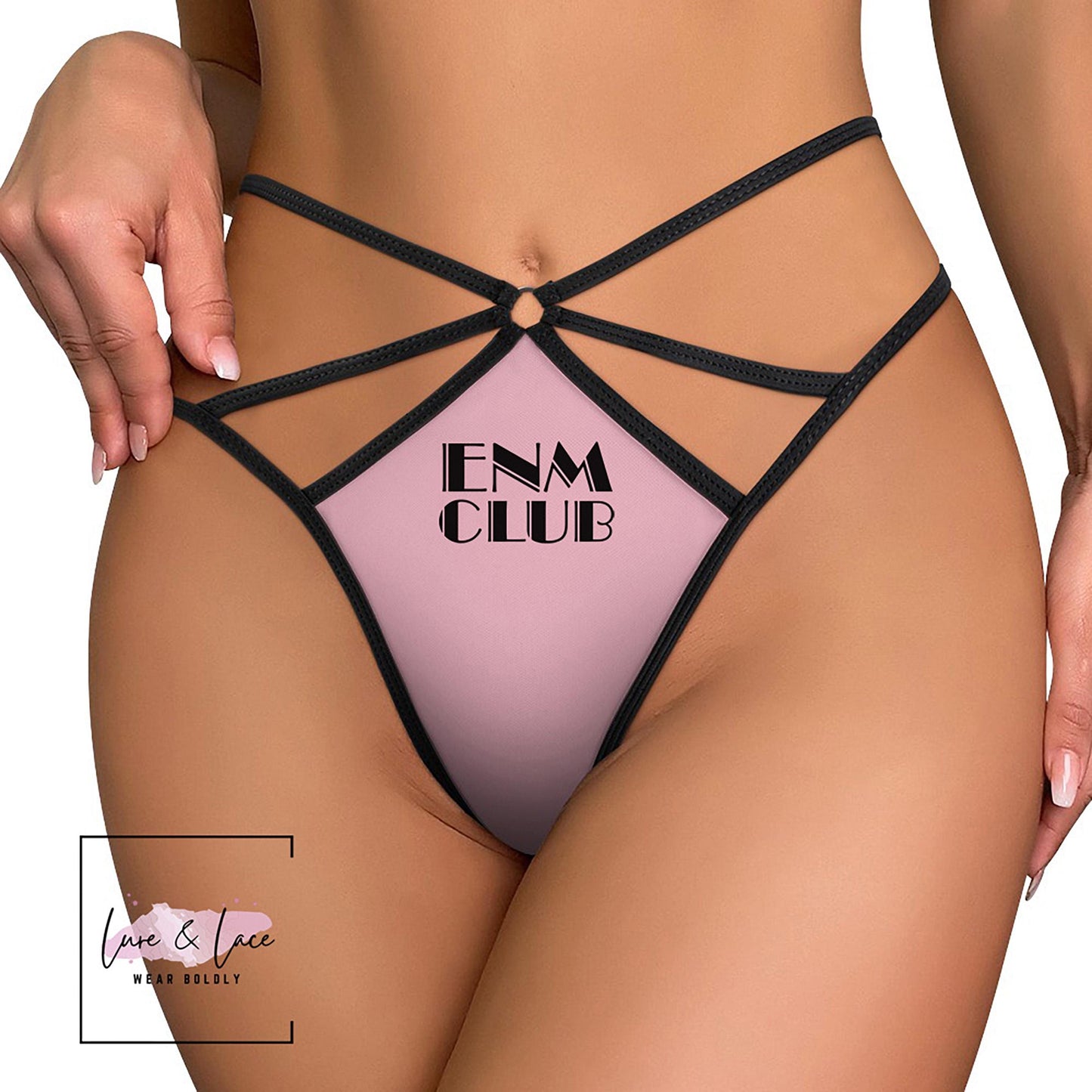 ENM Club Sexy Strappy Thong G-String, Ethical Non Monogamy Naughty Lingerie Panties, Date Night Underwear
