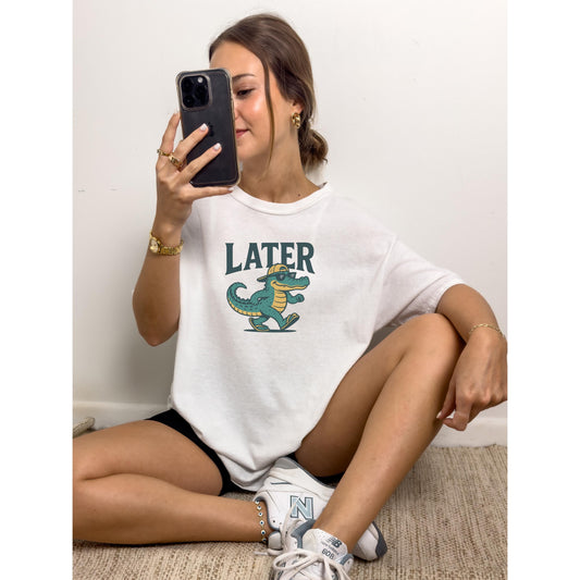 Later Gator T-Shirt Funny Alligator Shirt for Men Women, Retro Sarcastic Graphic Tee, Cute Southern Gator Pun Shirt, Florida Gift Idea