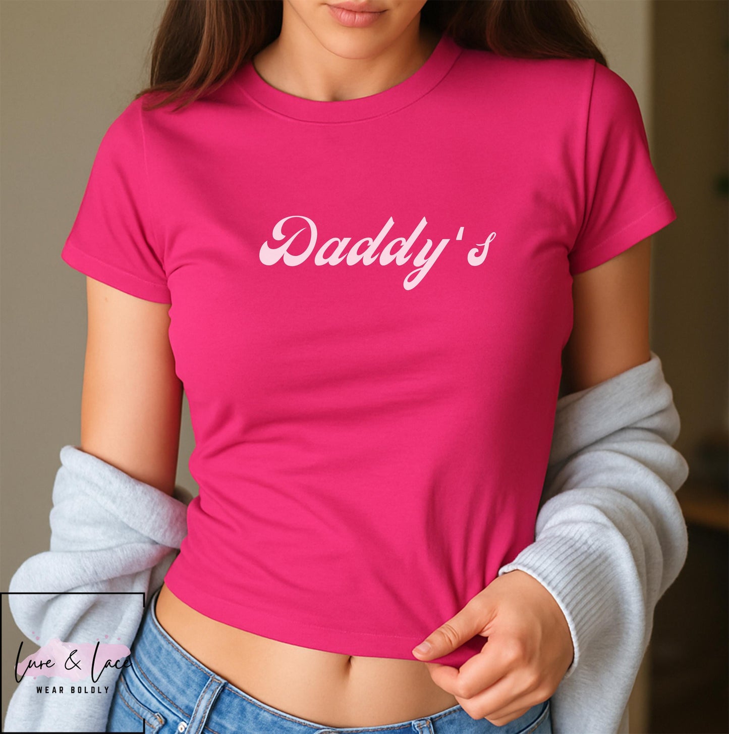 Daddys Y2K Sexy Cute Baby Tee Crop Top, DDLG, Roleplaying Daddy's Good Girl Tee