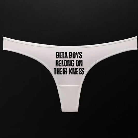 Beta Boys Belong on their knees Thong | Hotwife lifestyle QoS Panties, Sexy Gift Idea for Wife, Queen of Spades, cuck husband Underwear