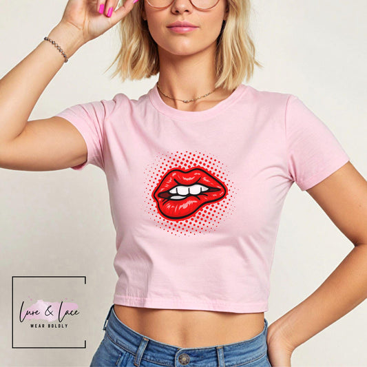 Sexy lips Tshirt Sexy Y2K Cute baby Tee, aesthetic Gift idea for her, girlfriend, wife, Naughty funny couple shirt crop top  date night idea