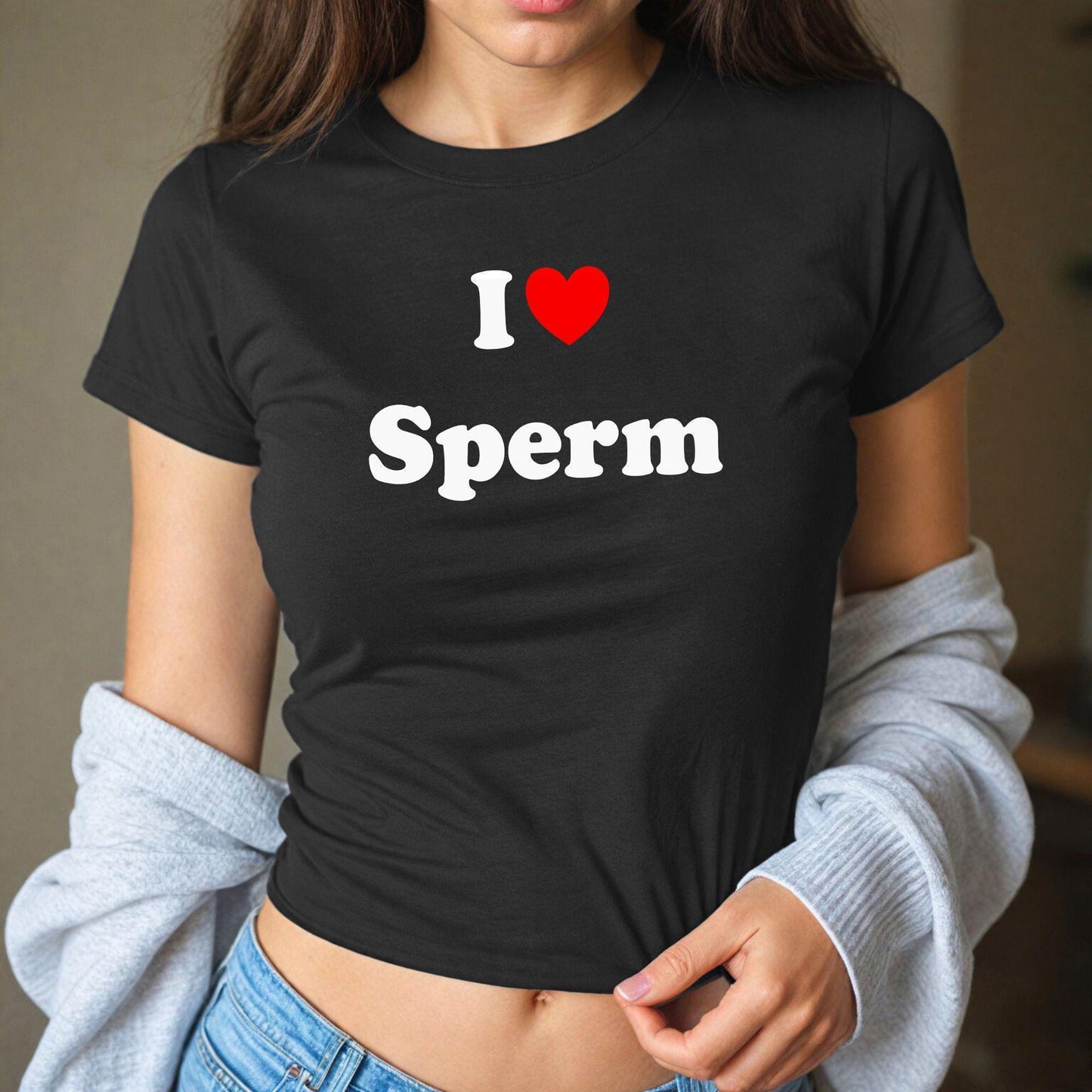 I love Sperm!! Sexy Y2k cute Tshirt, cum lover swallowing Crop top tshirt, r, Sucking cock, Gift Idea for her, wife, gf, sub brat