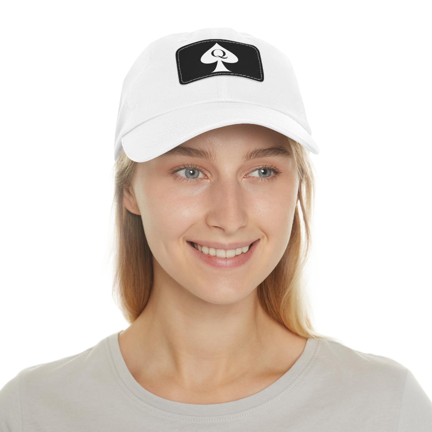 QOS Leather Patch Dad Hat | Queen of Spades Cap, Hotwife Lifestyle Hat, Cuckold Bull Symbol, Swinger Roleplay, Kinky Gift for Her or Him