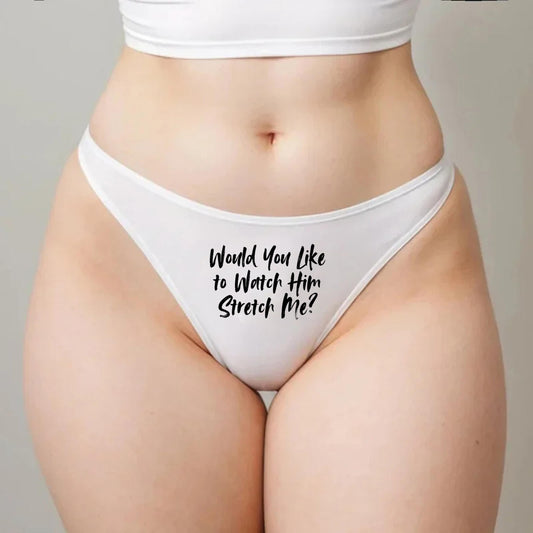 Would you Like to watch him Stretch me Thong | Hotwife lifestyle QoS Panties, Gift Idea for Wife, Queen of Spades, Surprise Underwear