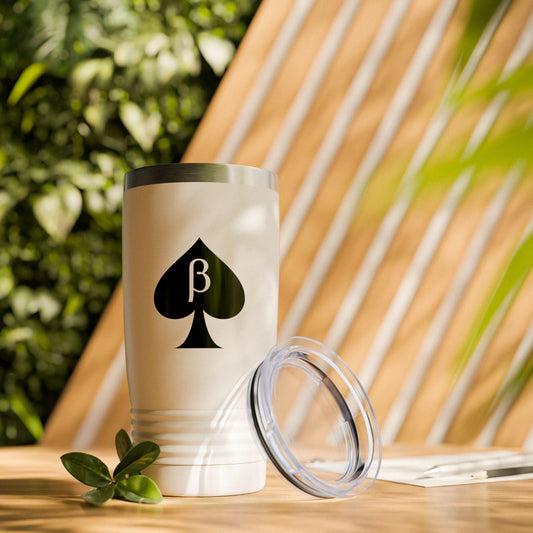 Cuckold Beta Tumbler 20oz | Symbol Spade QOS Hotwife Cuck Lifestyle Mug, Stainless Steel Glossy Travel Cup, Bull Sub Drinkware Gift for him