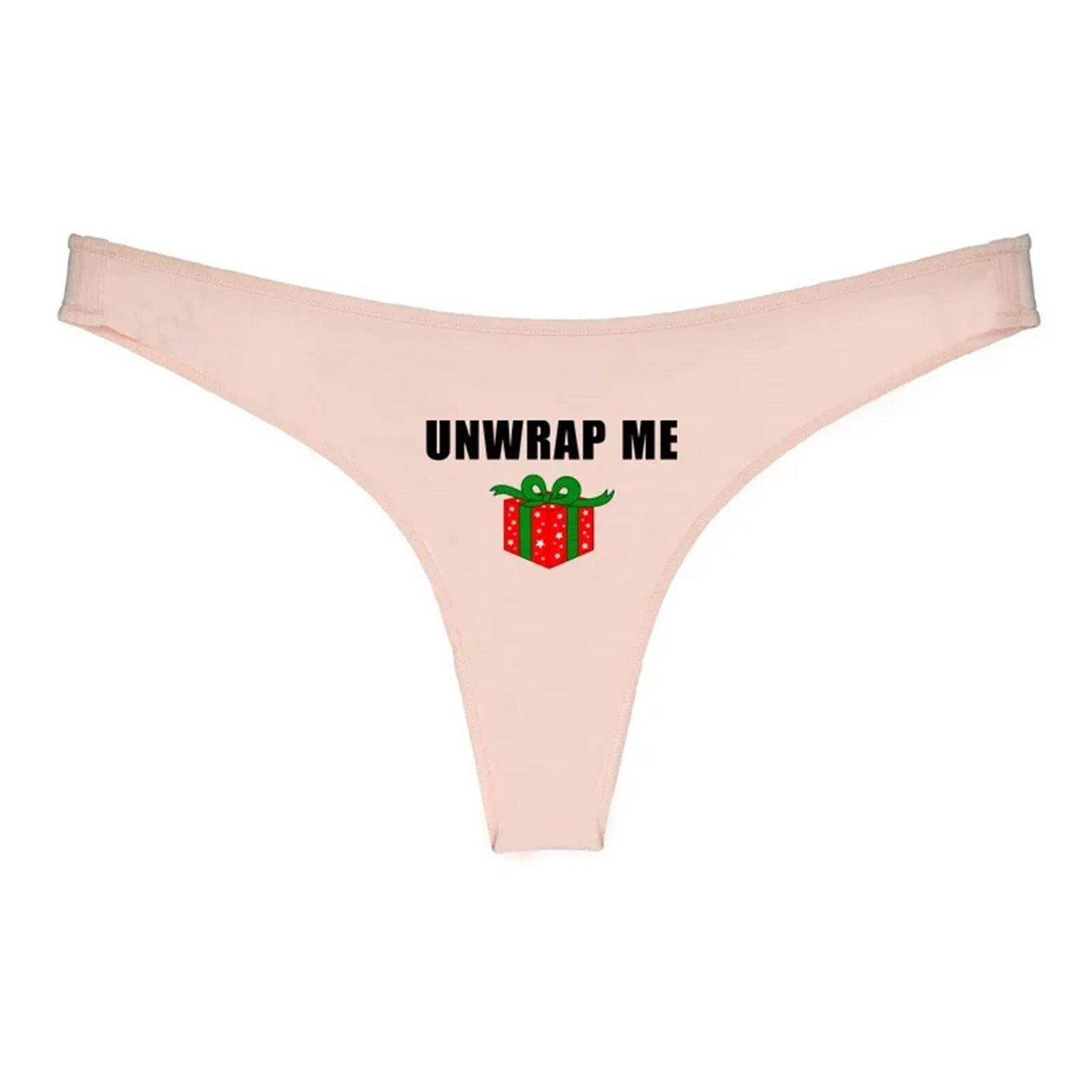 Christmas Thong unwrap me, Funny Christmas Panties, Sexy underwear women, G string gag Christmas gift, Xmas themed underwear for her, Wife