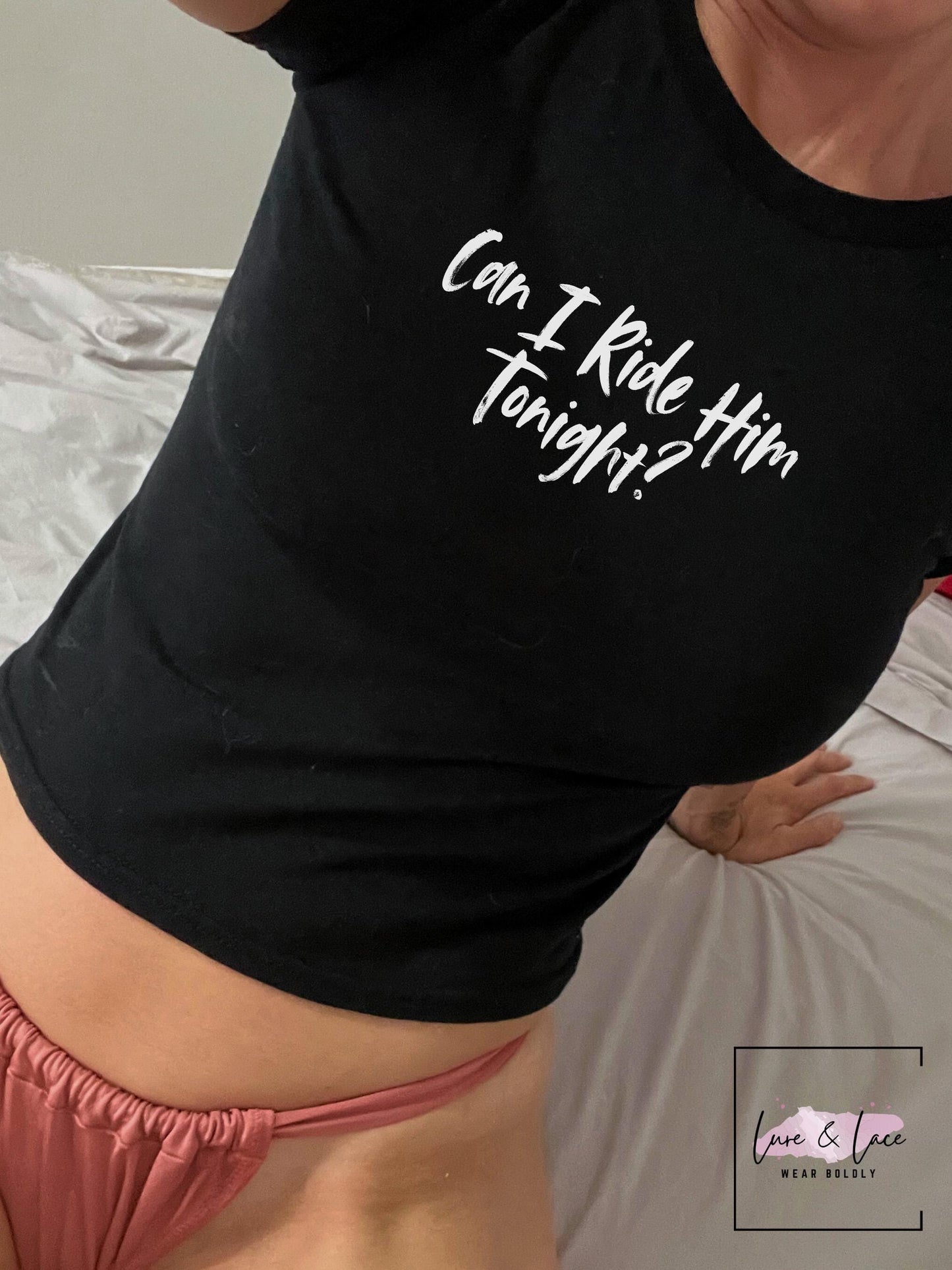 Can I Ride Him Tonight Y2K Sexy Cute Baby Tee Crop Top, Queen of Spades Swinger
