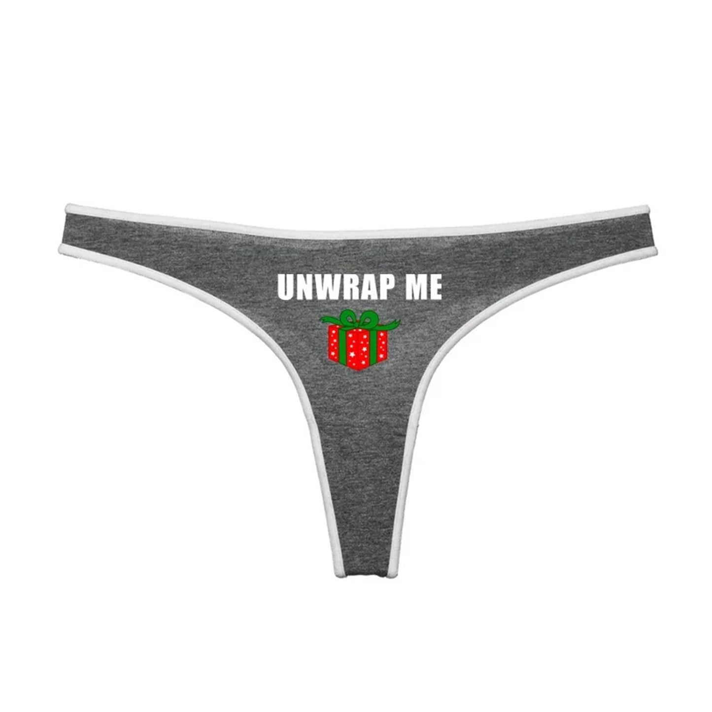 Christmas Thong unwrap me, Funny Christmas Panties, Sexy underwear women, G string gag Christmas gift, Xmas themed underwear for her, Wife