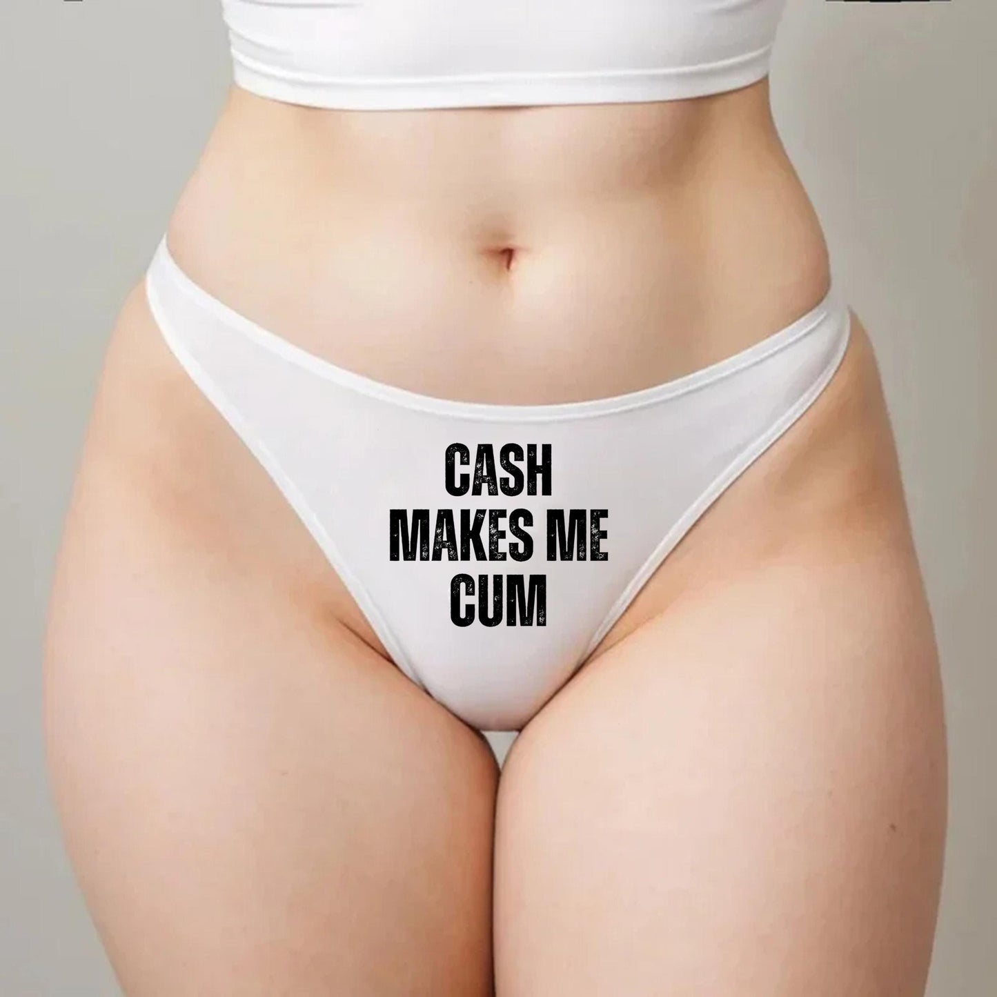 Cash Make Me Cum Thong | Findom Hotwife lifestyle QoS Panties, Sexy Gift Idea for Wife, Queen of Spades, cuck husband Underwear