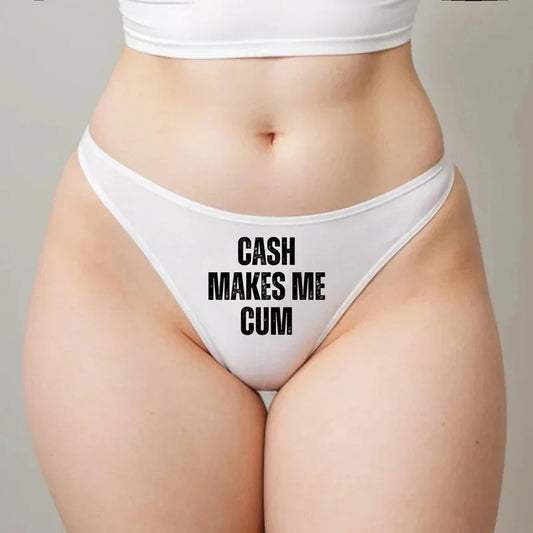 Cash Make Me Cum Thong | Findom Hotwife lifestyle QoS Panties, Sexy Gift Idea for Wife, Queen of Spades, cuck husband Underwear