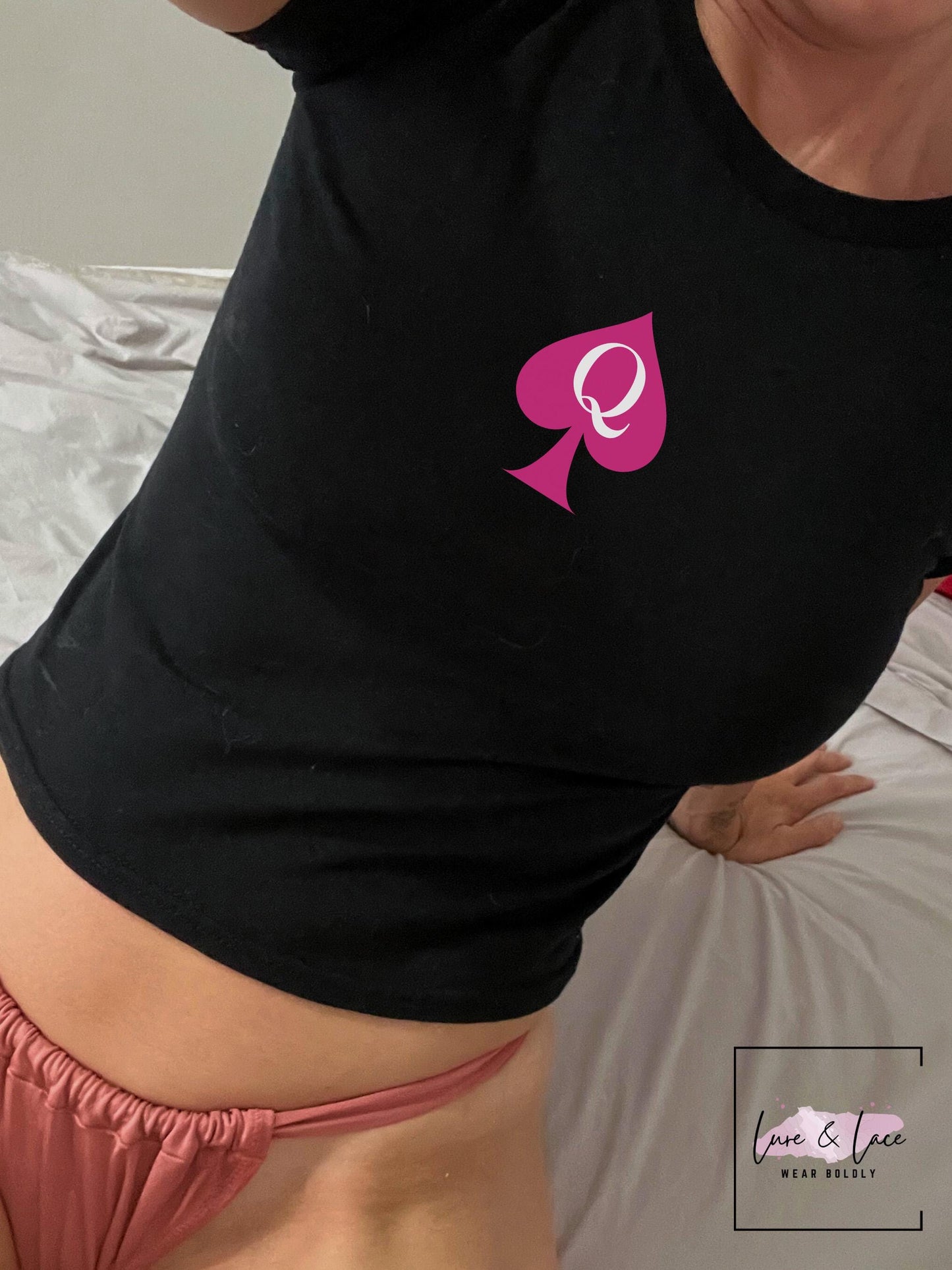 QOS Tshirt Sexy Y2K Cute baby Tee, hotwife lifestyle Queen of Spades aesthetic Gift idea for her, Naughty funny couple shirt, cuck bull date