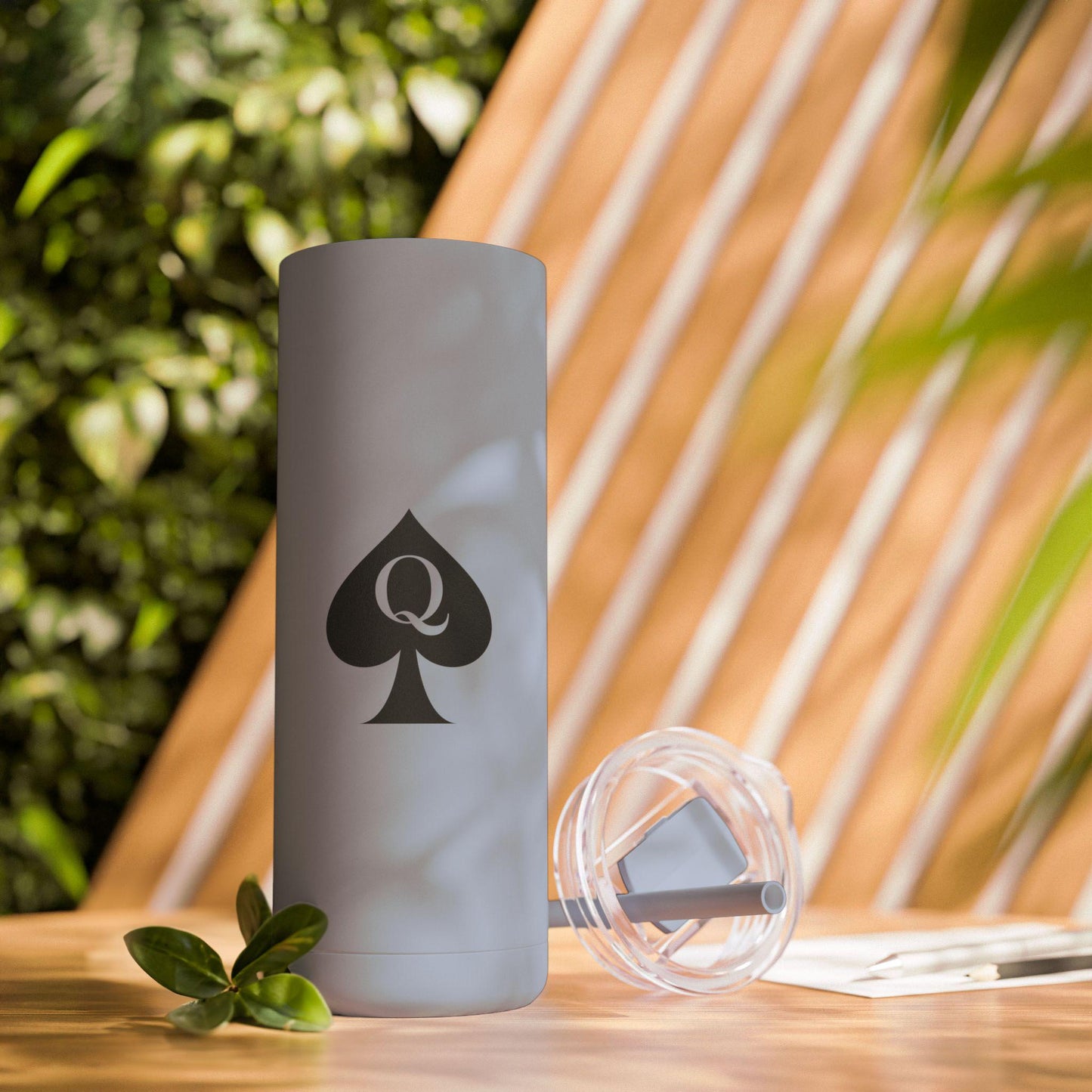 Queen of Spades Skinny Matte Tumbler 20oz QOS Hotwife Lifestyle Cuck Bull Stainless Steel Cup with Straw BPA Free Insulated Swinger Gift
