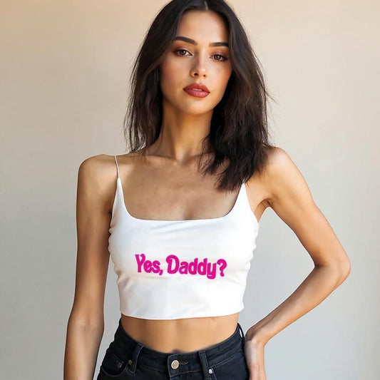Yes daddy Cami Crop top Sexy | Sexy shirt baby girl , y2k DDGL roleplaying sex, Daddy's girl top, for Girlfriend Wife, Sex panties Daddy