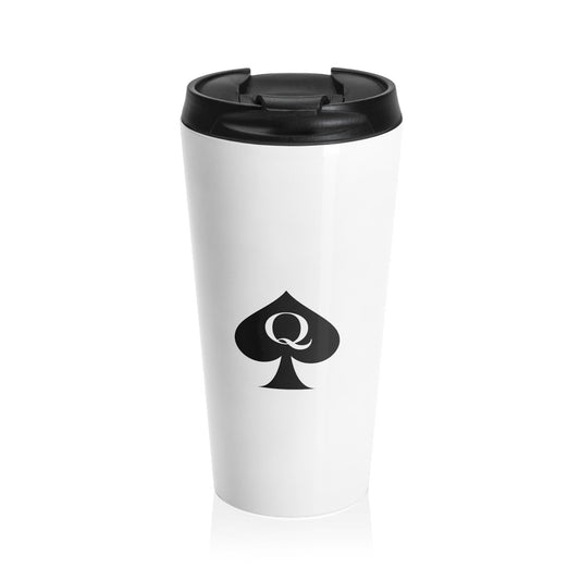 Queen of Spades Travel Mug 15oz QOS Hotwife Lifestyle Cuck Bull Symbol Stainless Steel Flip Lid Insulated Swinger Coffee Cup