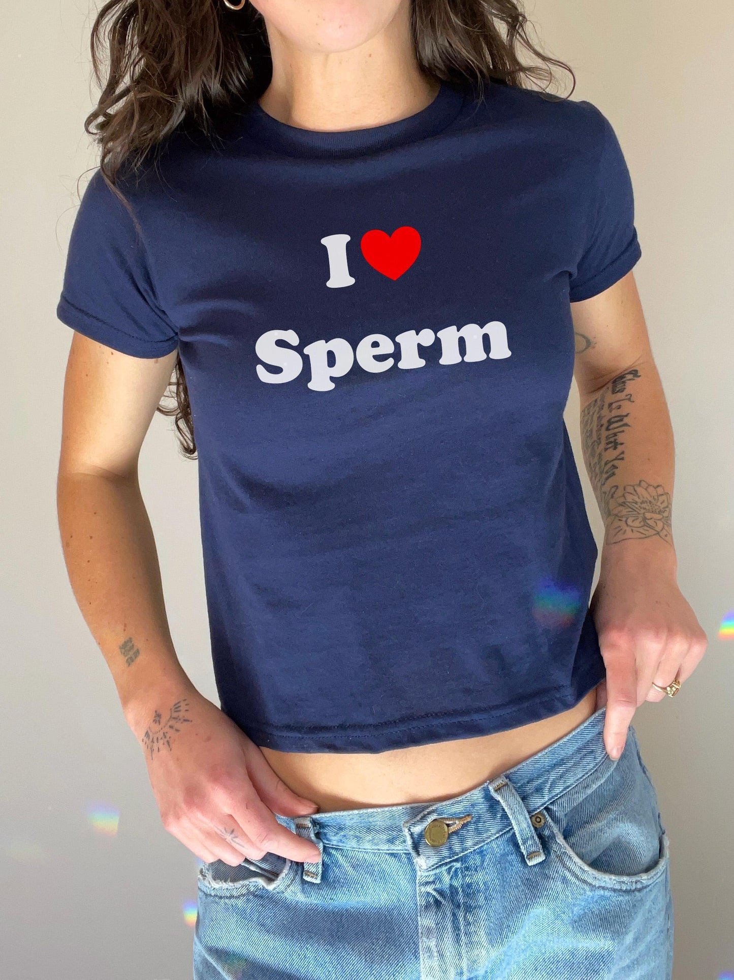 I love Sperm!! Sexy Y2k cute Tshirt, cum lover swallowing Crop top tshirt, r, Sucking cock, Gift Idea for her, wife, gf, sub brat