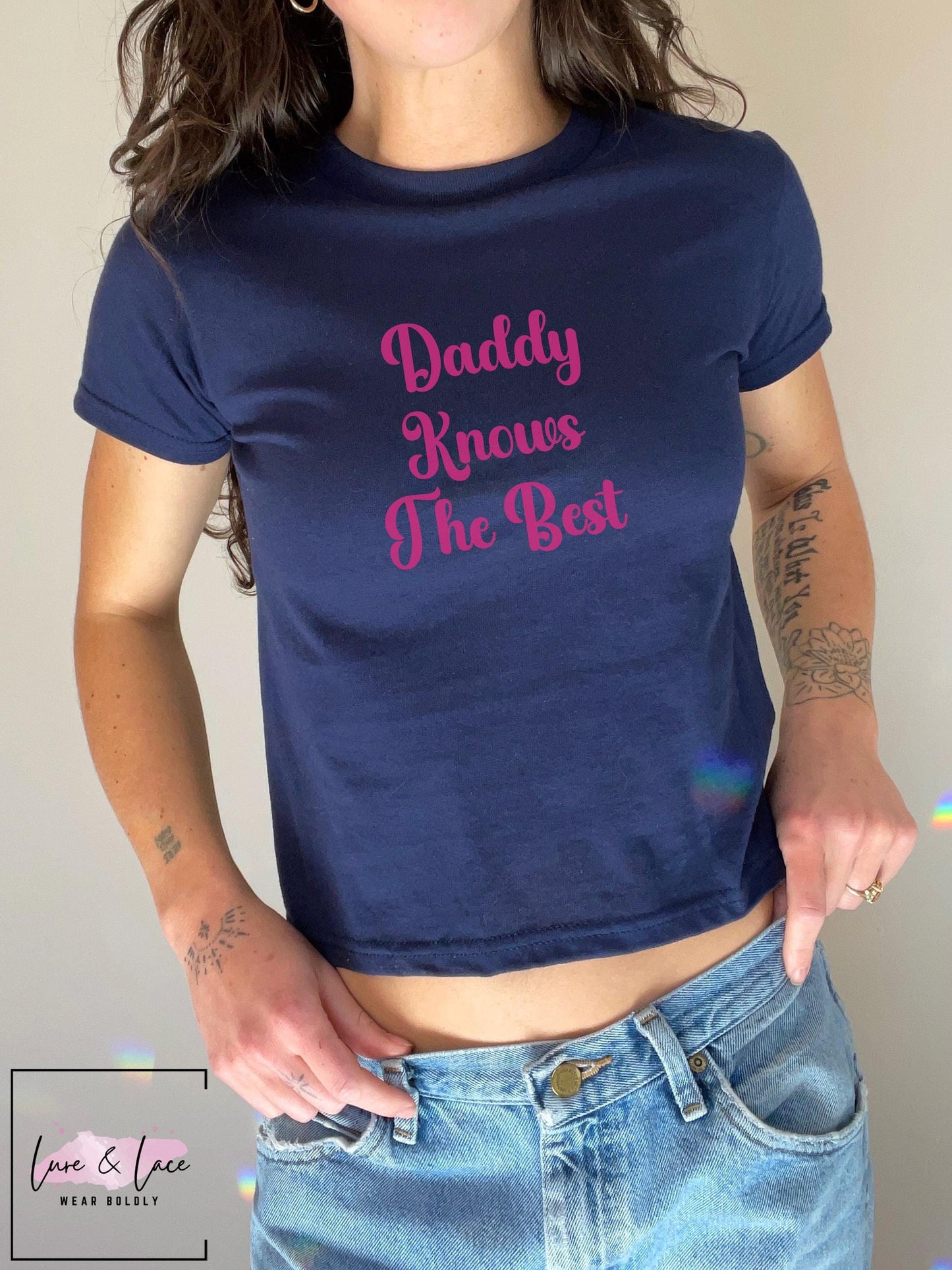 Daddy Knows the Best crop shirt Sexy Y2K Cute baby Tee, DDLG Roleplaying, aesthetic Gift idea for her, Naughty funny couple good girl date