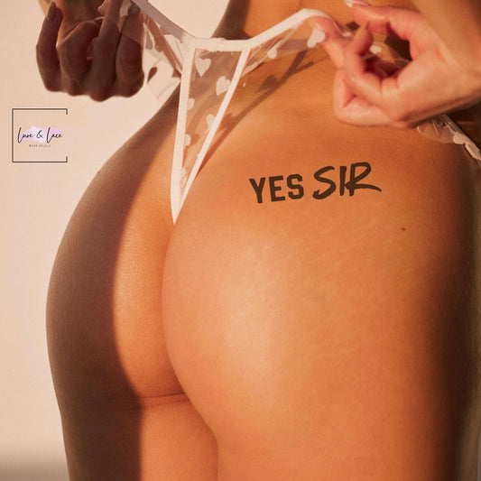 Yes Sir Temporary Sexy Tattoo| DDLG, Funny Cute Tattoo, Wife Naughty fun, BDSM Roleplaying sex QOS, Couple, Gift idea for her