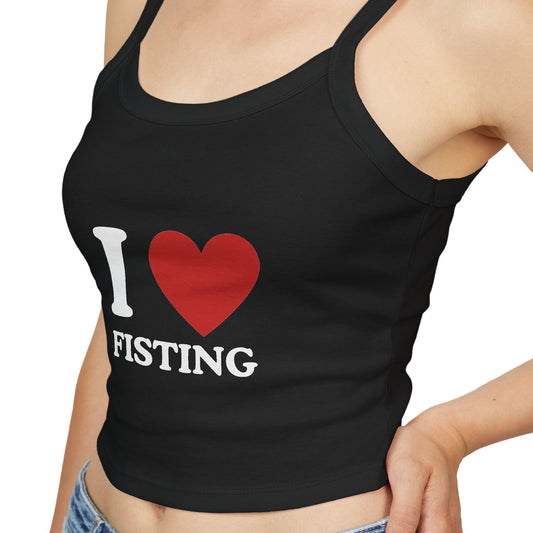 I LOVE FISTING,Spaghetti strap crop top, Hotwife lifestyle Gift idea for her, wife, Queen of Spades, QOS, Swinger, Cuck, Bull