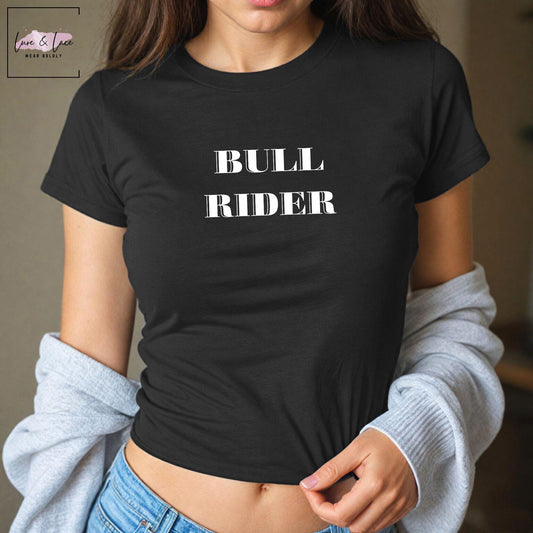 Bull Rider Y2K Sexy Cute Baby Tee Crop Top, Naughty Apparel, Queen of Spades QOS