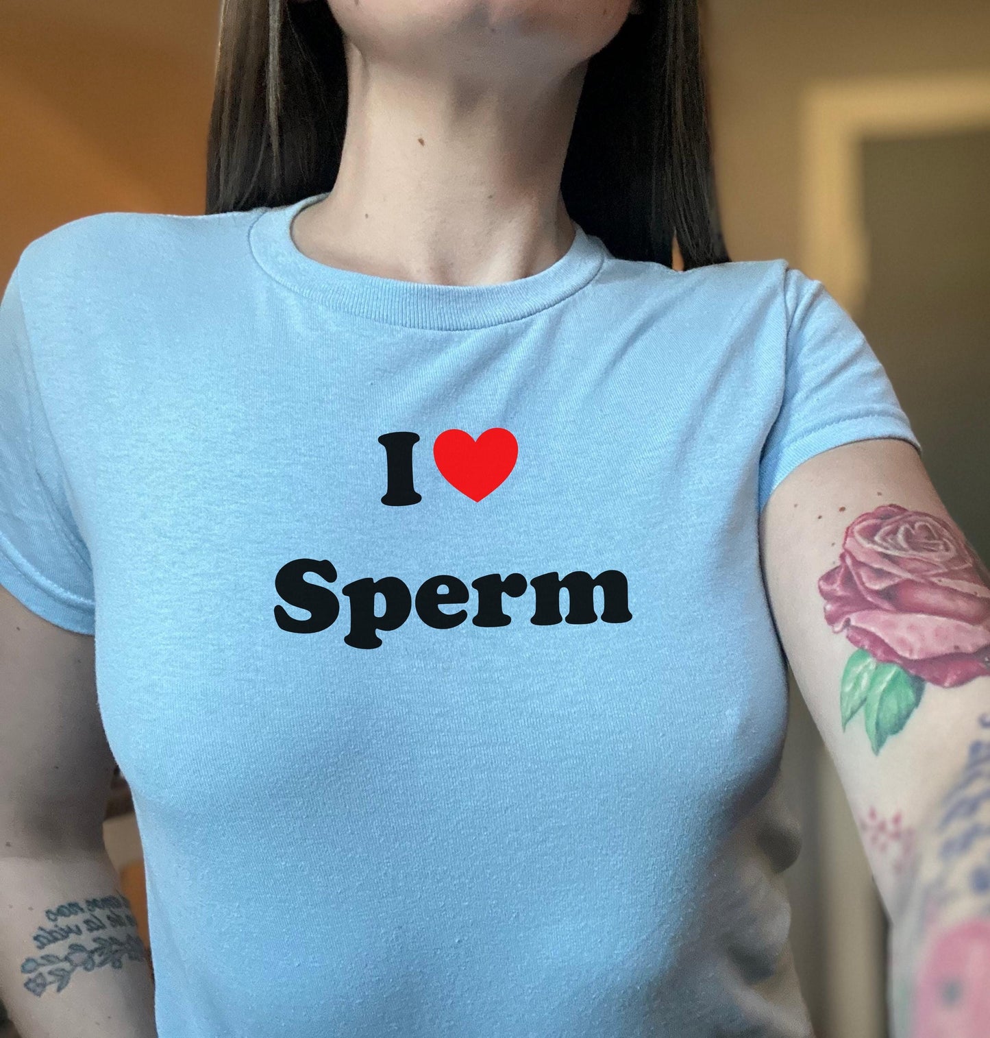 I love Sperm!! Sexy Y2k cute Tshirt, cum lover swallowing Crop top tshirt, r, Sucking cock, Gift Idea for her, wife, gf, sub brat